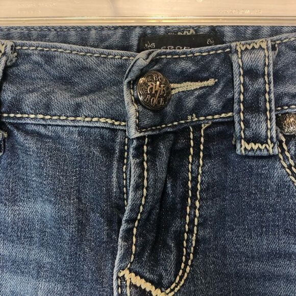 Rerock for Express boot cut blue jeans, size 4 short - Picture 13 of 14
